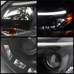 Spyder Signature Ford Focus 12-14 Black DRL LED Projector Headlights Incl. High H1 And Low H7 Not For Use w/Xenon/HID Models