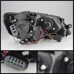 Spyder Volkswagen Jetta 11-14 Projector Headlights - Halogen Model Only - Light Tube DRL - Black