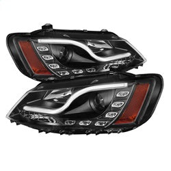 Spyder Volkswagen Jetta 11-14 Projector Headlights - Halogen Model Only - Light Tube DRL - Black