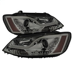 Spyder Volkswagen Jetta 11-14 Projector Headlights - Halogen Model Only -  Light Tube DRL - Smoke