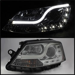 Spyder Volkswagen Jetta 11-14 Projector Headlights - Halogen Model Only -  Light Tube DRL - Smoke