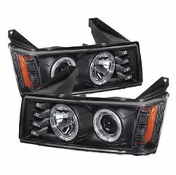 Spyder Chevy Colorado 04-12 / GMC Canyon 04-12 Projector Headlights - Halogen Model Only - LED Halo - Black