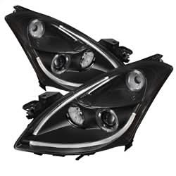 Spyder Signature Nissan Altima 10-12 Light Tube Halo DRL LED Projector Headlight Black