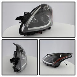 Spyder Signature Nissan Altima 10-12 Light Tube Halo DRL LED Projector Headlight Black
