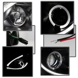 Spyder Signature Nissan Altima 10-12 Light Tube Halo DRL LED Projector Headlight Black