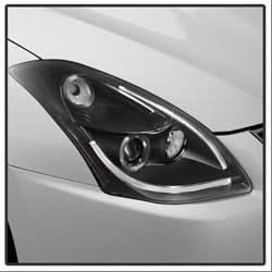 Spyder Signature Nissan Altima 10-12 Light Tube Halo DRL LED Projector Headlight Black