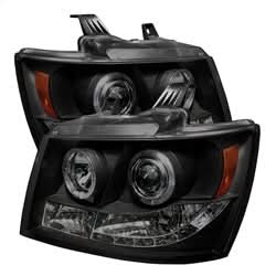 Spyder Signature Chevrolet Avalanche/Suburban 1500/Suburban 2500/Tahoe 07-13 Replaceable LEDs Halo LED Projector Headlights High H1/Low H1 Included Black Smoke