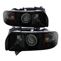 Spyder Signature Dodge Ram 1500/Ram 2500/Ram 3500 94-01 Replaceable LEDs Halo LED Projector Headlights High H1/Low H1 Included Black Smoke
