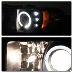 Spyder Signature Dodge Ram 1500/Ram 2500/Ram 3500 94-01 Replaceable LEDs Halo LED Projector Headlights High H1/Low H1 Included Black Smoke