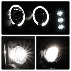 Spyder Signature Ford Excursion/F-250/F-250 Super Duty 00-04 Version 2 Halo LED Projector Headlights Replaceable LEDs High H1/Low H1 Included