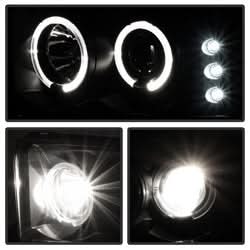 Spyder Signature Ford Excursion/F-250/F-250 Super Duty 00-04 Version 2 Halo LED Projector Headlights Replaceable LEDs High H1/Low H1 Included