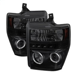 Spyder Signature Ford F-250 Super Duty/F-350 Super Duty/F-450 Super Duty 08-10 Replaceable LEDs Halo LED Projector Headlights High H1/Low H1 Included Black Smoke