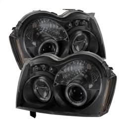 Spyder Signature Jeep Grand Cherokee 05-07 Replaceable LEDs Halo LED Projector Headlights High H1 Included Low 9006 Not Included