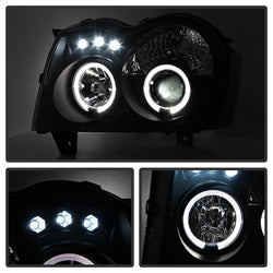 Spyder Signature Jeep Grand Cherokee 05-07 Replaceable LEDs Halo LED Projector Headlights High H1 Included Low 9006 Not Included