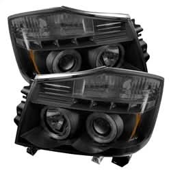 Spyder Signature Nissan Armada/Armada (Pathfinder)/Titan 05-07 Replaceable LEDs Halo LED Projector Headlights High H1/Low H1 Included Black Smoke