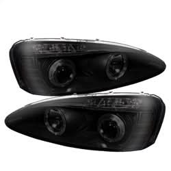 Spyder Signature Pontiac Grand Prix 04-08 Replaceable LEDs Halo LED Projector Headlights High H1/Low H1 Included Black Smoke