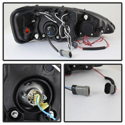 Spyder Signature Pontiac Grand Prix 04-08 Replaceable LEDs Halo LED Projector Headlights High H1/Low H1 Included Black Smoke