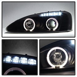 Spyder Signature Pontiac Grand Prix 04-08 Replaceable LEDs Halo LED Projector Headlights High H1/Low H1 Included Black Smoke