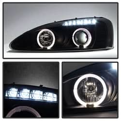 Spyder Signature Pontiac Grand Prix 04-08 Replaceable LEDs Halo LED Projector Headlights High H1/Low H1 Included Black Smoke