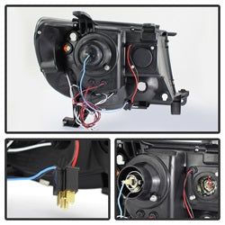 Spyder Signature Toyota Tacoma 05-11 Replaceable LEDs Halo LED Projector Headlights High H1/Low H1 Included Black Smoke