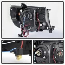 Spyder Signature Toyota Tacoma 05-11 Replaceable LEDs Halo LED Projector Headlights High H1/Low H1 Included Black Smoke