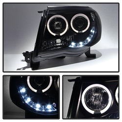 Spyder Signature Toyota Tacoma 05-11 Replaceable LEDs Halo LED Projector Headlights High H1/Low H1 Included Black Smoke