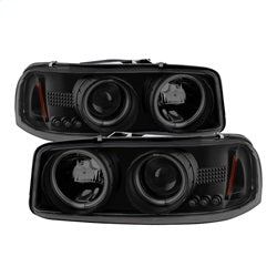 Spyder Signature GMC Sierra 1500/Sierra 1500 HD/Sierra 2500/Sierra 2500 HD/Sierra 3500/Yukon/Yukon XL 1500 99-07 Replaceable LEDs CCFL Halo LED Projector Headlights High 9005 Not Included Low 9006 Included