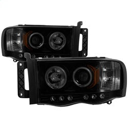 Spyder Signature Dodge Ram 1500/Ram 2500/Ram 3500 02-05 Replaceable LEDs CCFL Halo LED Projector Headlights High H1/Low H1 Included Black Smoke