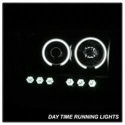 Spyder Signature Dodge Ram 1500/Ram 2500/Ram 3500 02-05 Replaceable LEDs CCFL Halo LED Projector Headlights High H1/Low H1 Included Black Smoke