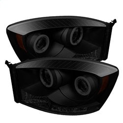 Spyder Signature Dodge Ram 1500/Ram 2500/Ram 3500 06-08 Replaceable LEDs CCFL Halo LED Projector Headlights High H1/Low H1 Included Black Smoke