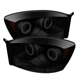 Spyder Signature Dodge Ram 1500/Ram 2500/Ram 3500 06-08 Replaceable LEDs CCFL Halo LED Projector Headlights High H1/Low H1 Included Black Smoke