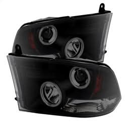 Spyder Signature Dodge Ram 1500/Ram 2500/Ram 3500/1500/2500/3500 09-10 Replaceable LEDs CCFL Halo LED Projector Headlights Halogen Model Only Not Compatible w/Factory Projector/LED DRL