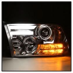 Spyder Signature Dodge Ram 1500/Ram 2500/Ram 3500/1500/2500/3500 09-10 Light Bar DRL Projector Headlights Chrome High 9005 Not Incl./Low H1 Incl.