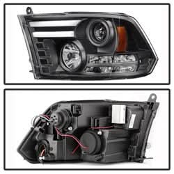 Spyder Signature Dodge Ram 1500/Ram 2500/Ram 3500/1500/2500/3500 09-10 Light Bar DRL Projector Headlights Halogen Models Only Not Compatible w/Factory Projection And LED DRL