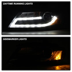 Spyder Signature Audi A4 09-12 Halogen Model Only DRL LED Projector Headlights Not Compatible With Xenon/HID Model Black