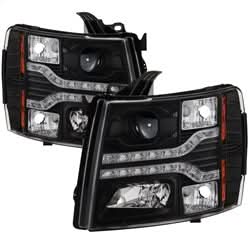 Spyder Signature Chevrolet Silverado 1500/Silverado 2500 HD/Silverado 3500 HD 07-13 Version 2 DRL LED Projector Headlights Black