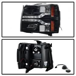 Spyder Signature Chevrolet Silverado 1500/Silverado 2500 HD/Silverado 3500 HD 07-13 Version 2 DRL LED Projector Headlights Black