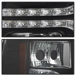 Spyder Signature Chevrolet Silverado 1500/Silverado 2500 HD/Silverado 3500 HD 07-13 Version 2 DRL LED Projector Headlights Black