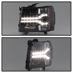 Spyder Signature Chevrolet Silverado 1500/Silverado 2500 HD/Silverado 3500 HD 07-13 Version 2 DRL LED Projector Headlights Black