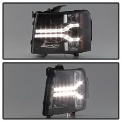 Spyder Signature Chevrolet Silverado 1500/Silverado 2500 HD/Silverado 3500 HD 07-13 Version 2 DRL LED Projector Headlights Black