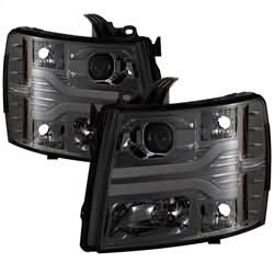 Spyder Signature Chevrolet Silverado 1500/Silverado 2500 HD/Silverado 3500 HD 07-13 Version 3 DRL LED Projector Headlights Smoke