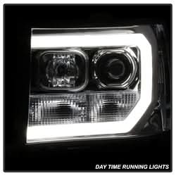 Spyder Signature GMC Sierra 1500/Sierra 2500 HD/Sierra 3500 HD 07-13 Version 2 Light Bar DRL LED Projector Headlights Chrome