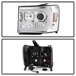 Spyder Signature GMC Sierra 1500/Sierra 2500 HD/Sierra 3500 HD 07-13 Version 2 Light Bar DRL LED Projector Headlights Chrome