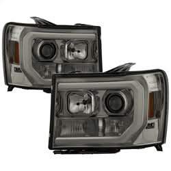 Spyder Signature GMC Sierra 1500/Sierra 2500 HD/Sierra 3500 HD 07-13 Version 2 Light Bar DRL LED Projector Headlights Smoke
