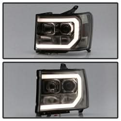 Spyder Signature GMC Sierra 1500/Sierra 2500 HD/Sierra 3500 HD 07-13 Version 2 Light Bar DRL LED Projector Headlights Smoke