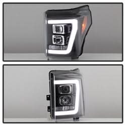 Spyder Signature Ford F-250 Super Duty/F-350 Super Duty/F-450 Super Duty 11-16 Light Bar DRL Projector Headlights Version 2 Black