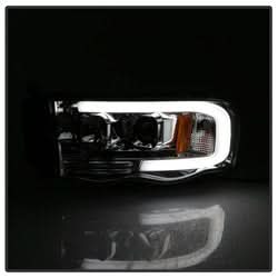 Spyder Signature Dodge Ram 1500/Ram 2500/Ram 3500 02-05 Light Bar DRL Projector Headlights Version 2 Chrome