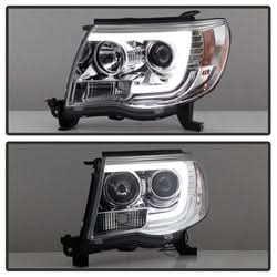 Spyder Signature Toyota Tacoma 05-11 Light Bar DRL Projector Headlights Version 2 Chrome
