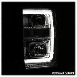 Spyder Signature Ford F-250 Super Duty/F-350 Super Duty/F-450 Super Duty 08-10 Light Bar DRL Projector Headlights Version 2 Chrome