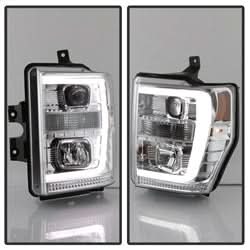 Spyder Signature Ford F-250 Super Duty/F-350 Super Duty/F-450 Super Duty 08-10 Light Bar DRL Projector Headlights Version 2 Chrome